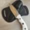 Premium Blacksmith Made Camping Knife With 1075 Carbon Steel White Corian Grip 1