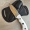 Premium Blacksmith Made Camping Knife With 1075 Carbon Steel White Corian Grip 1