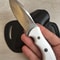 Premium Blacksmith Made Camping Knife With 1075 Carbon Steel White Corian Grip 4