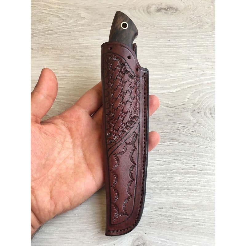 Premium Full Tang Outdoor Knife With 1075 Steel Walnut Wood Handle 1