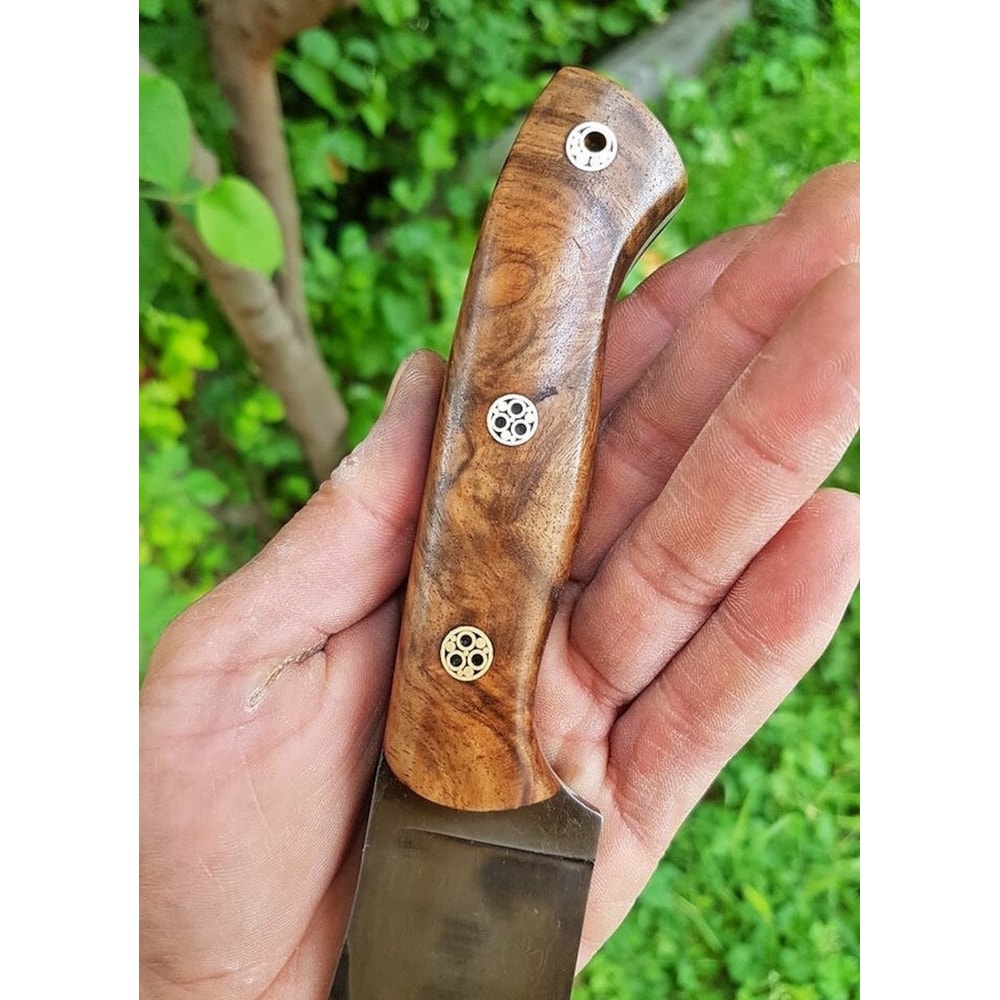 Premium Full Tang Outdoor Knife With 1075 Steel Walnut Wood Handle 2