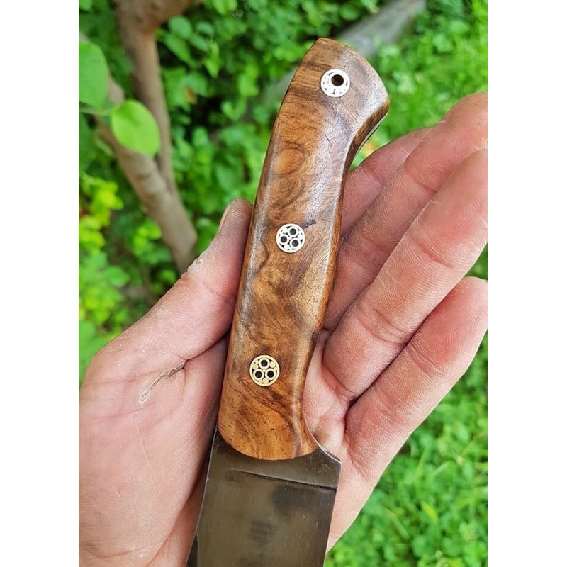 Premium Full Tang Outdoor Knife With 1075 Steel Walnut Wood Handle 2