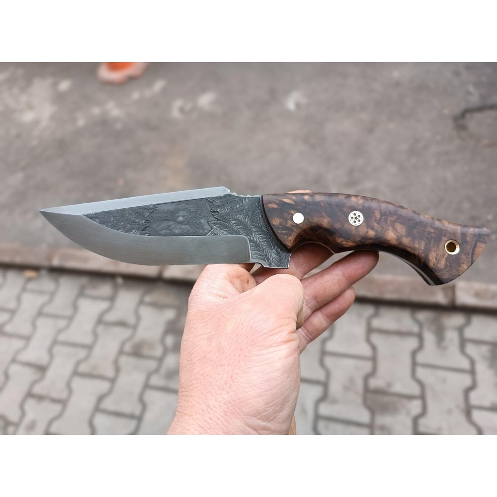 Premium Full Tang Outdoor Knife With 1075 Steel Walnut Wood Grip 5