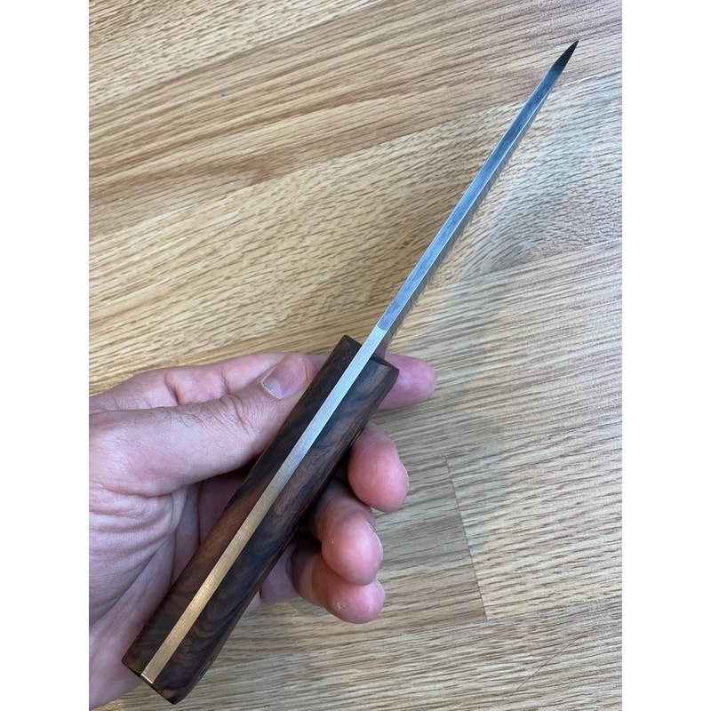 Rugged Outdoor Camping Knife With Walnut Wood Grip Darkened Steel Blade 3