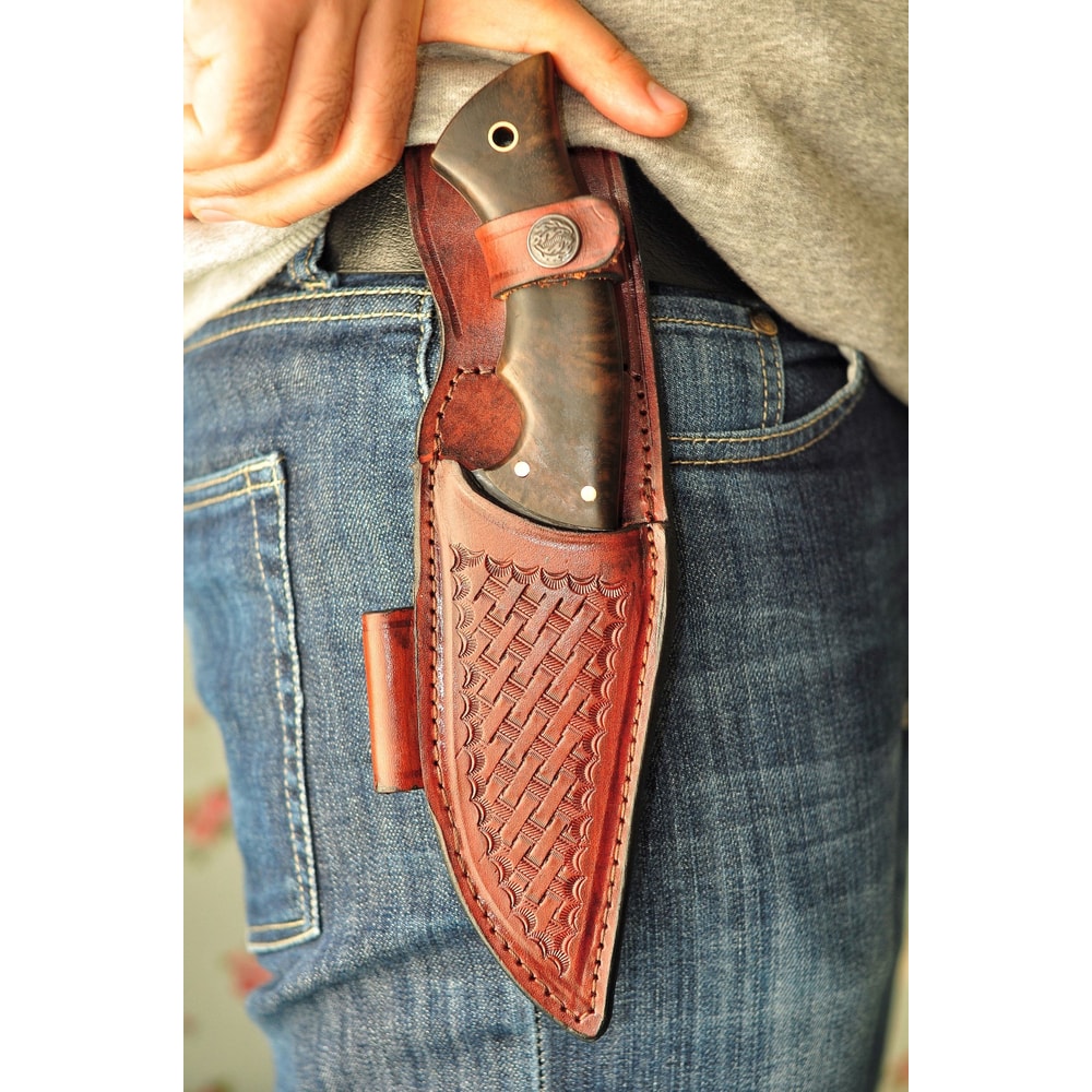 Premium Blacksmith Forged Survival Knife With 1075 Steel Walnut Wood Grip 1