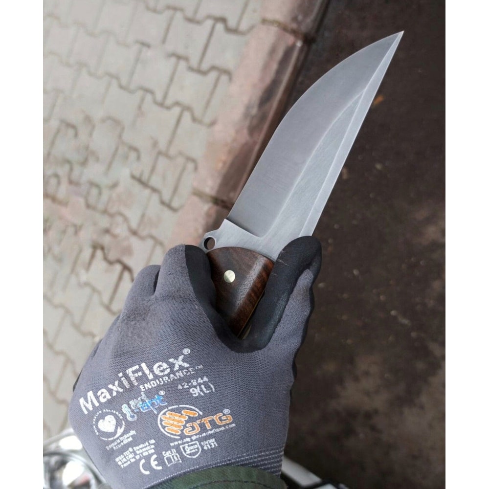 Premium Blacksmith Forged Survival Knife With 1075 Steel Walnut Wood Grip 3