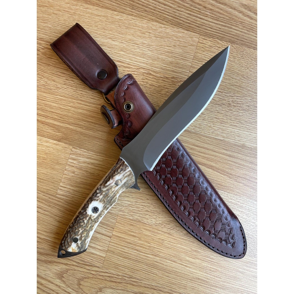 Handmade 1075 Carbon Steel Hunting Knife Stag Horn Outdoor Survival Blade 8