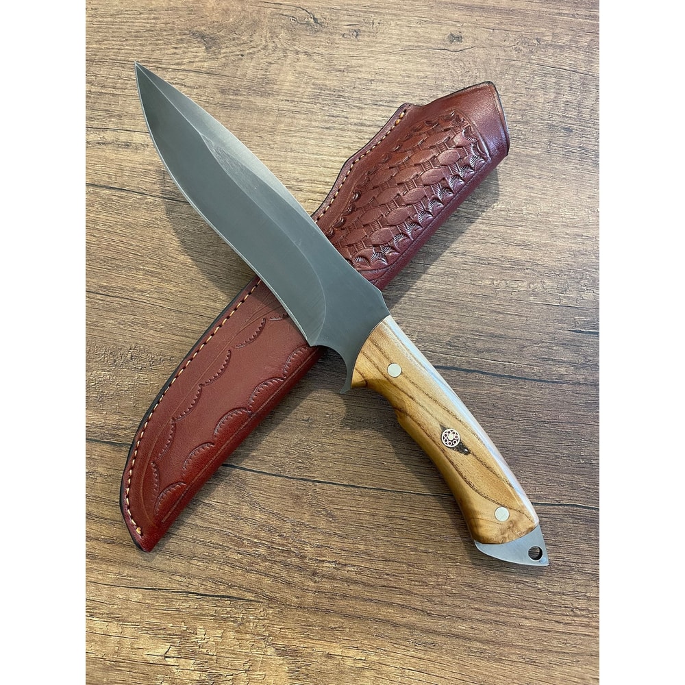 Premium Full Tang Outdoor Knife With 1075 Steel Silverberry Wood Handle 5