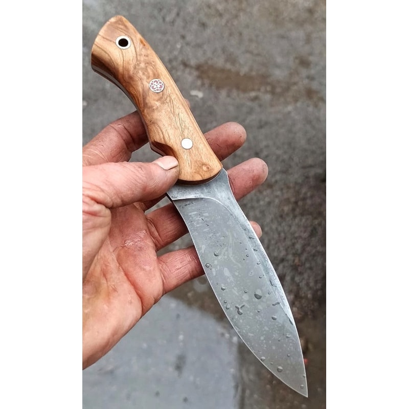 Premium Outdoor Knife With 1075 Steel Silverberry Wood Full Tang Handle 5