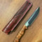 Artisan Camping Knife With Acid Darkened 1075 Carbon Steel Blade 0