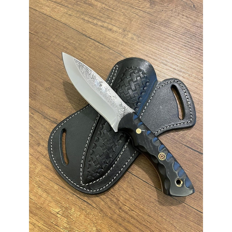 Premium Full Tang Camping Knife With 1075 Carbon Steel Black Grip 4