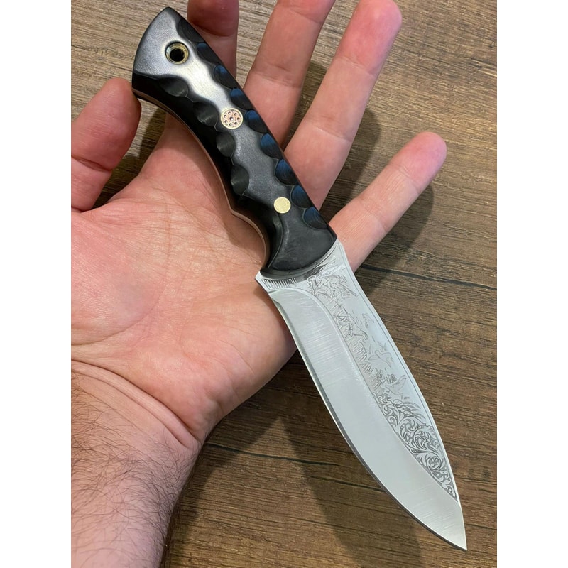 Premium Full Tang Camping Knife With 1075 Carbon Steel Black Grip 5