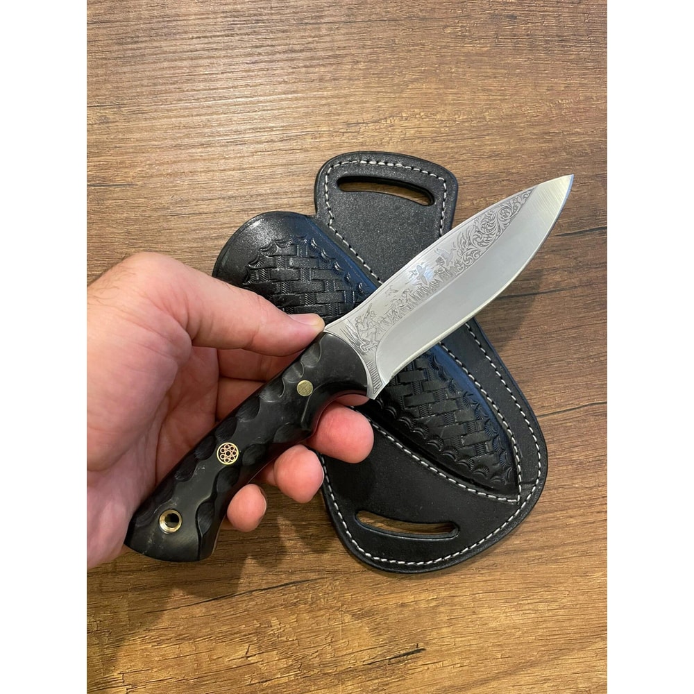 Premium Full Tang Camping Knife With 1075 Carbon Steel Black Grip 8