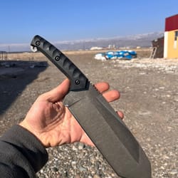 handmade sleipner steel cleaver knife – stonewash outdoor survival blade