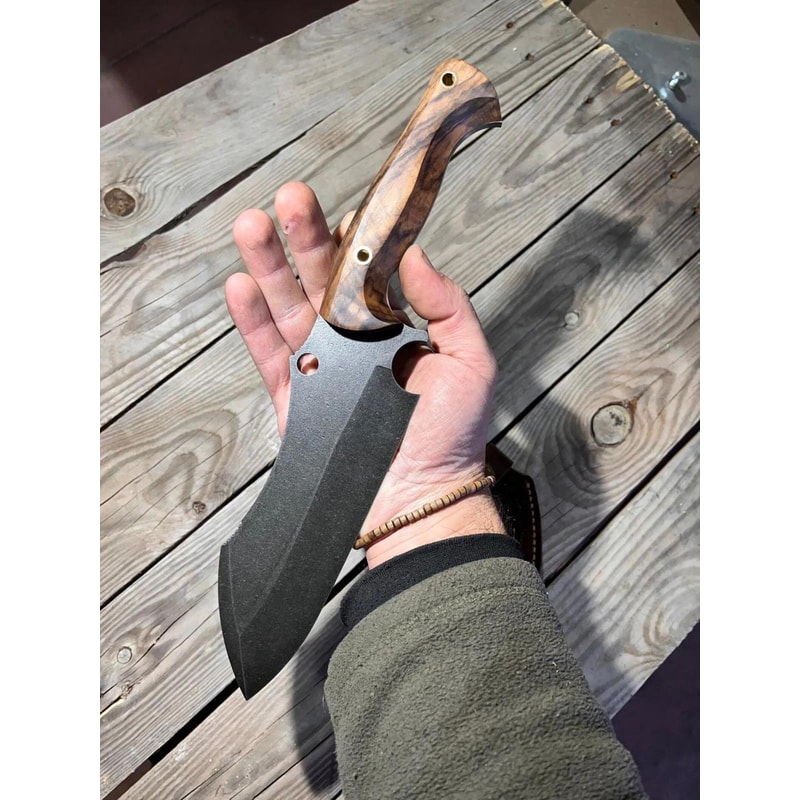 Handmade Sleipner Steel Cleaver Knife Walnut Wood Outdoor Chopper Blade 1