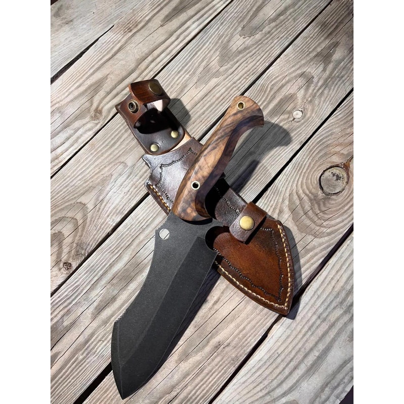 Handmade Sleipner Steel Cleaver Knife Walnut Wood Outdoor Chopper Blade 0