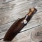 Handmade Camping Cleaver Knife With Walnut Wood Handle Leather Sheath 2