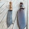 Handmade Camping Cleaver Knife With Walnut Wood Handle Leather Sheath 0