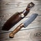 Handmade Camping Cleaver Knife With Walnut Wood Handle Leather Sheath 3