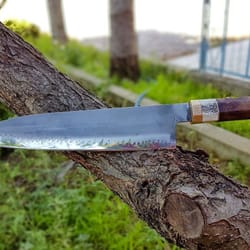 premium xl culinary kitchen knife with 1075 steel & stag horn grip