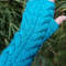 Turquoise Handmade Warm Knit Fingerless Gloves Mitten 0