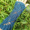 Peacock Blue Waves Hand Knit Fingerless Armwarmer 1