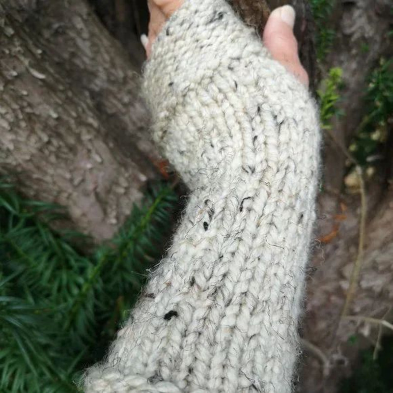 Medieval Handmade Fingerless Knit Gloves Arm Warmer Wool 0