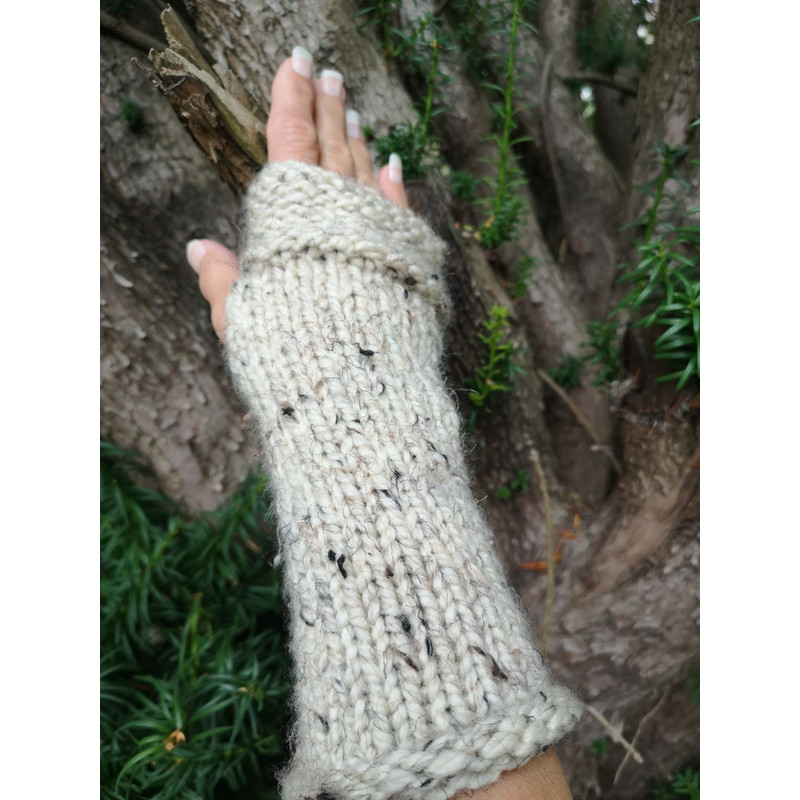 Medieval Handmade Fingerless Knit Gloves Arm Warmer Wool 1