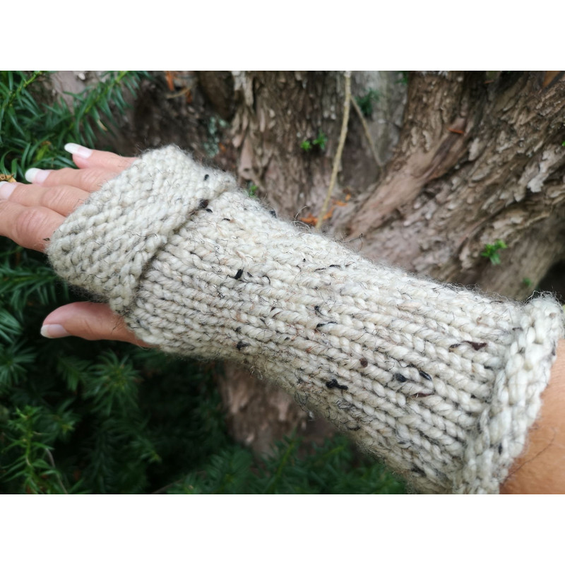Medieval Handmade Fingerless Knit Gloves Arm Warmer Wool 2
