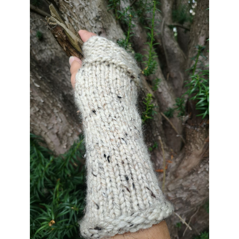 Medieval Handmade Fingerless Knit Gloves Arm Warmer Wool 4