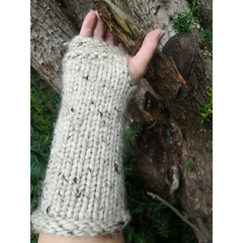 Medieval Handmade Fingerless Knit Gloves Arm Warmer Wool 3
