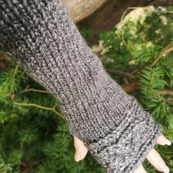 braid knit fingerless texting gloves armwarmer