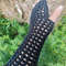 Black Handmade Ajour Net Knit Fingerless Gloves 2
