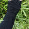 Black Handknit Multipattern Fingerless Gloves Armwarmer 3