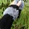 Black Gray Fuzzy Fingerless HandKnit Gloves Wrist Hand Warmer Oekotex 2
