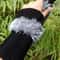 Black Gray Fuzzy Fingerless HandKnit Gloves Wrist Hand Warmer Oekotex 3