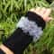 Black Gray Fuzzy Fingerless HandKnit Gloves Wrist Hand Warmer Oekotex 4