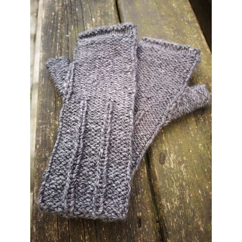 Snowflake Obsidian Gray White Inside Out Fingerless Gloves 0
