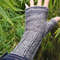 Snowflake Obsidian Gray White Inside Out Fingerless Gloves 3