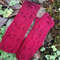 Hand Knit Fingerless Gloves Mittens Blackcranberry Gradient Wool 0