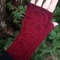 Hand Knit Fingerless Gloves Mittens Blackcranberry Gradient Wool 3