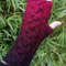 Hand Knit Fingerless Gloves Mittens Blackcranberry Gradient Wool 7