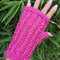 Rose Bonbon Candy Pink HandKnit Fingerless Texting Gloves 2