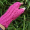 Rose Bonbon Candy Pink HandKnit Fingerless Texting Gloves 3