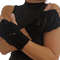 Black HandKnit Diagonal Eyelets Fingerless Gloves 2