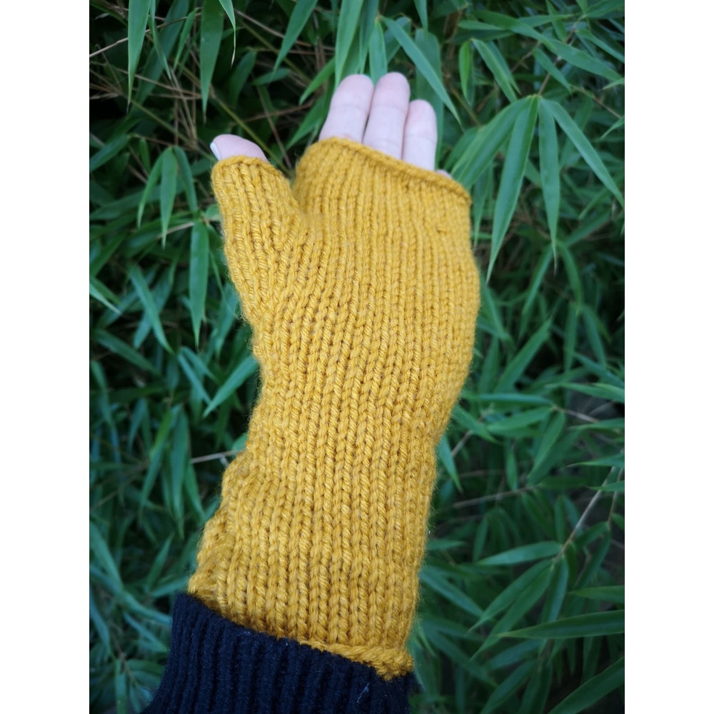 Yellow Golden Wheat Handmade Knitted Fingerless Texting Gloves 5