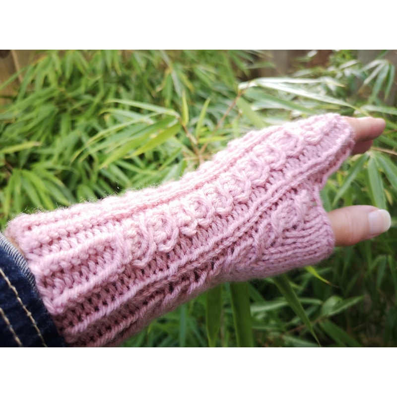 Rose Seamless Fingerless Texting Mittens Gloves 1
