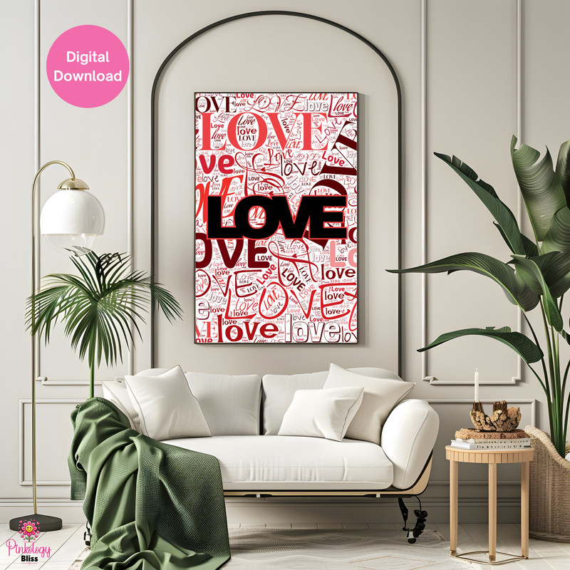 Love Typography Wall Art Red Digital Download 0