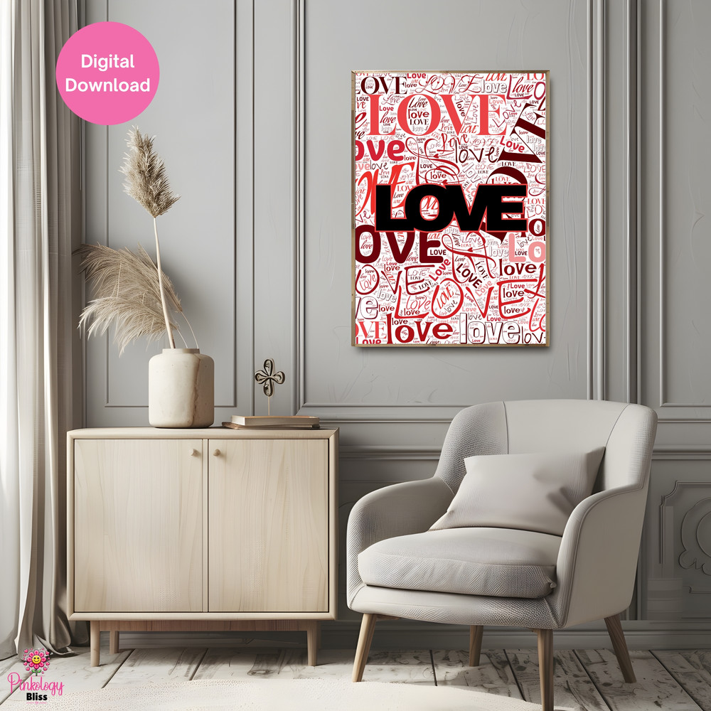 Love Typography Wall Art Red Digital Download 4