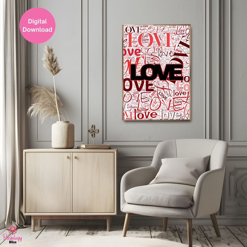 Love Typography Wall Art Red Digital Download 4